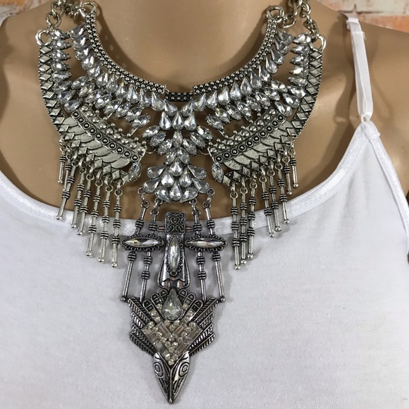 Statement Bib Bohemian Studded Necklace - Picture 4 of 8